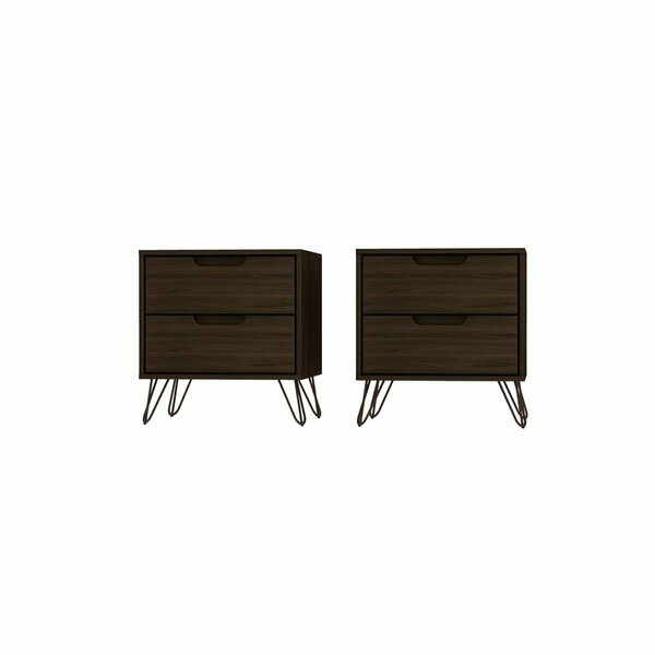 Designed To Furnish Rockefeller 2-Drawer Brown Nightstand, 21.65 x 20.08 x 17.62 in., 2PK DE2616473